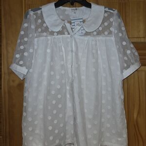 Tulip B White Polka Dot Women's Top